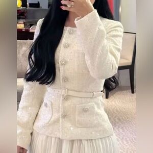 Self-Portrait Elegant White Short Dress - US 8